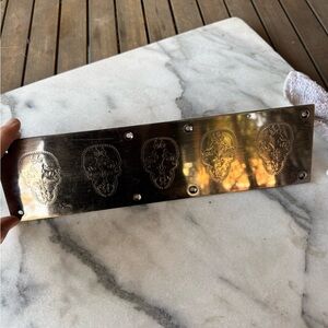 Thomas Wylde wall/ door plaque. Gunmetal tone w/ iconic Thomas Wylde  skull.